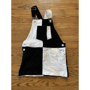 Joe's Jeans Black White Two-Tone Corduroy Skirt Overalls Girls Small (7)